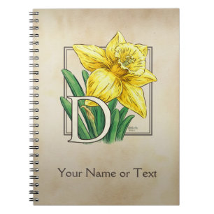 Yellow Daffodil Personalised Monogram Notebook