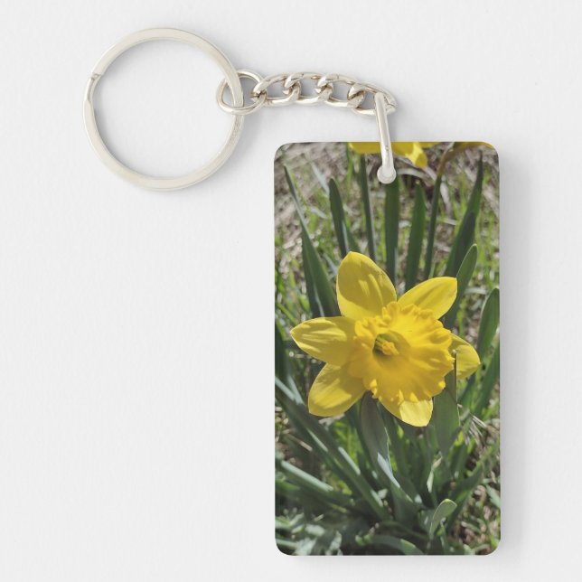 Yellow Daffodil Plant Key Ring (Front)