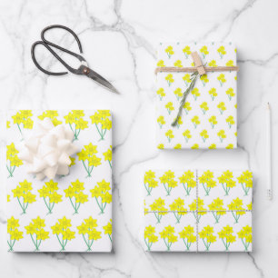 Yellow Daffodil Spring Flower Bunch Floral Bouquet Wrapping Paper Sheet