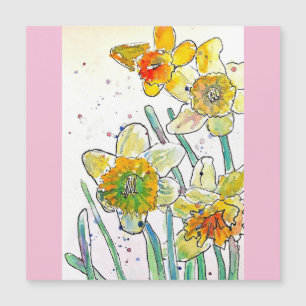 Yellow Daffodil Spring Flower Watercolor Birthday