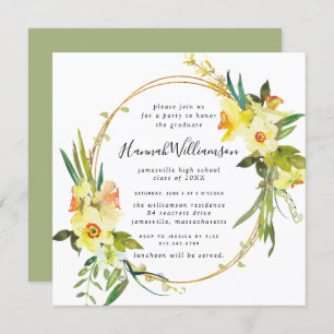 Yellow Daffodil Square Graduation Invitation