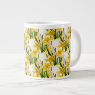 Yellow Daffodil Wallpaper Pattern Large Coffee Mug