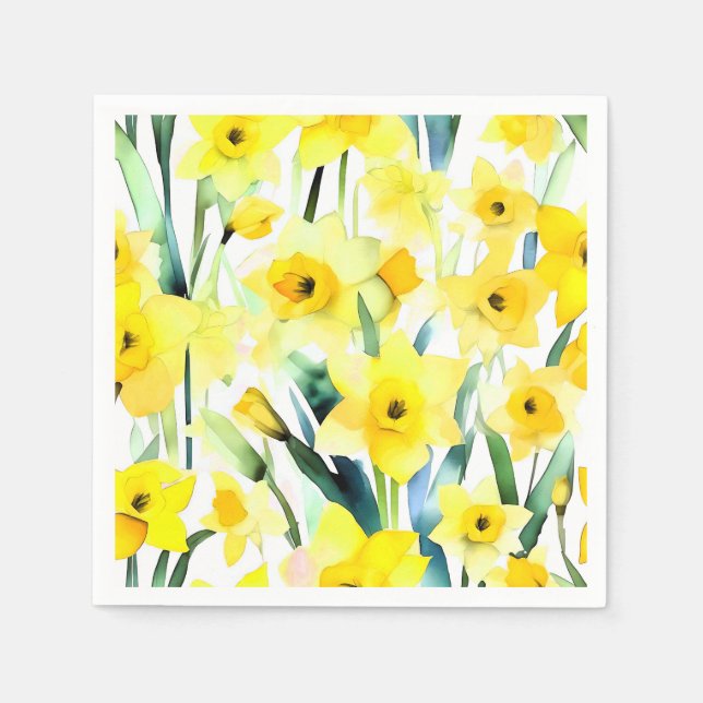 Yellow Daffodil Watercolor Napkin (Front)