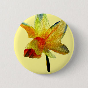 Yellow Daffodil watercolour art Spring Flower 6 Cm Round Badge