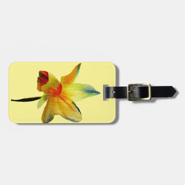 Yellow Daffodil watercolour art Spring Flower Luggage Tag (Front Horizontal)
