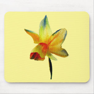 Yellow Daffodil watercolour art Spring Flower Mouse Pad