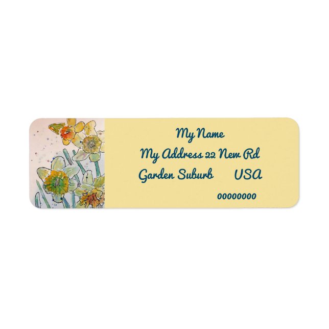 Yellow Daffodil Watercolour Return Address Labels (Front)