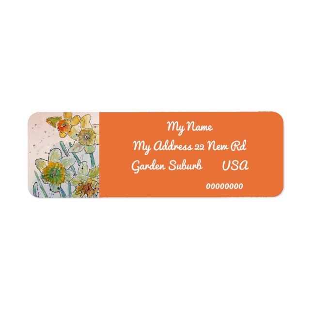 Yellow Daffodil Watercolour Return Address Labels (Front)