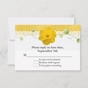Yellow Daffodil Wedding RSVP Card