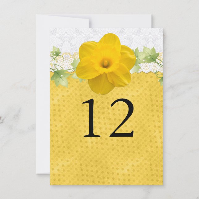 Yellow Daffodil Wedding Table Number (Front)