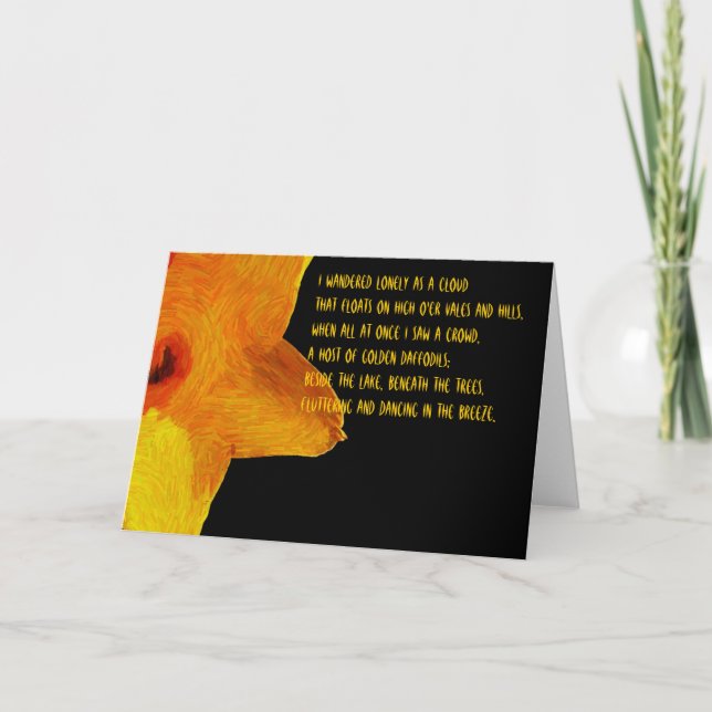 Yellow Daffodil; William Wordsworth Poem Note Card (Front)