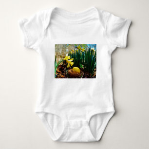 Yellow Daffodils and a Yellow Easter egg Baby Bodysuit