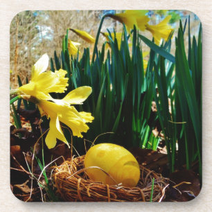 Yellow Daffodils and a Yellow Easter egg Coaster