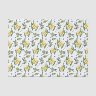 Yellow Daffodils and Blueberries Tissue Paper