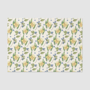 Yellow Daffodils and Blueberries  Tissue Paper