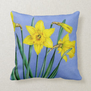 Yellow daffodils fine art floral square pillow