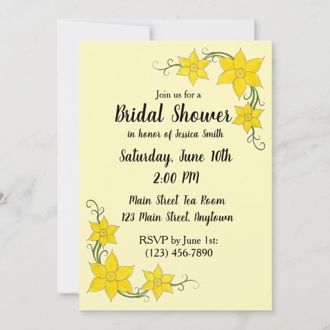 Yellow Daffodils Floral Flower Bridal Baby Shower Invitation (Front)