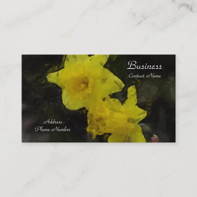 Yellow Daffodils Floral Impressionist Painting Business Card (Front)