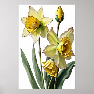 Yellow Daffodils Flower Art Print Poster