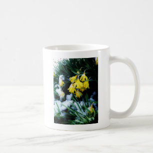 Yellow Daffodils flowers in the snow Coffee Mug