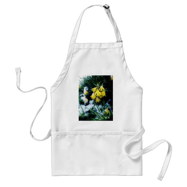 Yellow Daffodils flowers in the snow Standard Apron (Front)