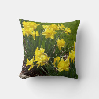 Yellow Daffodils Garden Flowers Throw Pillow