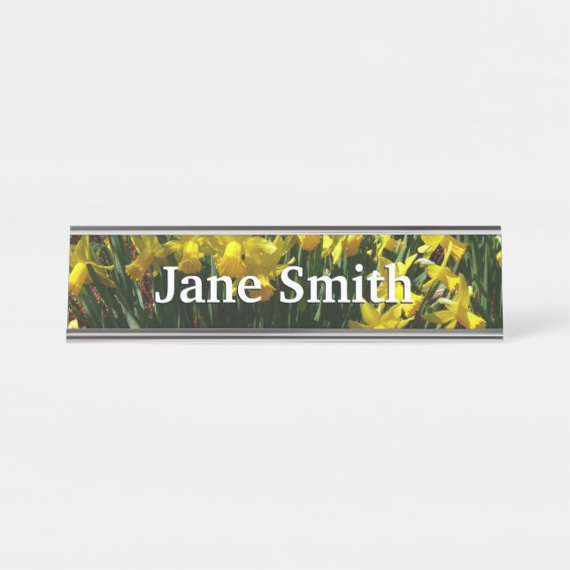 Yellow Daffodils I Cheery Spring Flowers Desk Name Plate (Front)