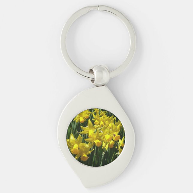 Yellow Daffodils I Cheery Spring Flowers Key Ring (Front)