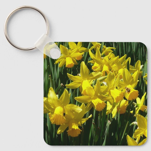 Yellow Daffodils I Cheery Spring Flowers Key Ring (Front)