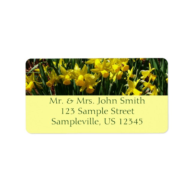 Yellow Daffodils I Cheery Spring Flowers Label (Front)