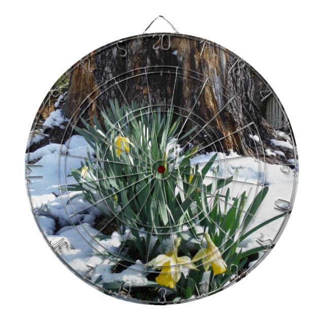 Yellow Daffodils in the snow Dartboard (Front)
