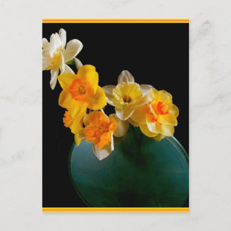 Yellow Daffodils In Vase Design Postcard