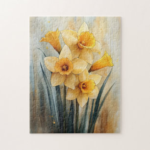 Yellow Daffodils in Watercolor Jigsaw Puzzle