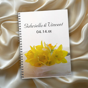 Yellow Daffodils on White Spring Wedding Notebook