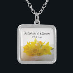 Yellow Daffodils on White Spring Wedding Silver Plated Necklace<br><div class="desc">The elegant Yellow Daffodils on White Spring Wedding Pendant Necklace makes a unique personalised keepsake gift for the bride to be or her bridesmaids. This pretty custom botanical wedding necklace features a floral photograph of a bouquet of yellow daffodil flower blossoms with a white bridal veil inside a sterling silver...</div>