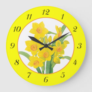 Yellow Daffodils on Yellow Floral Wall Clock