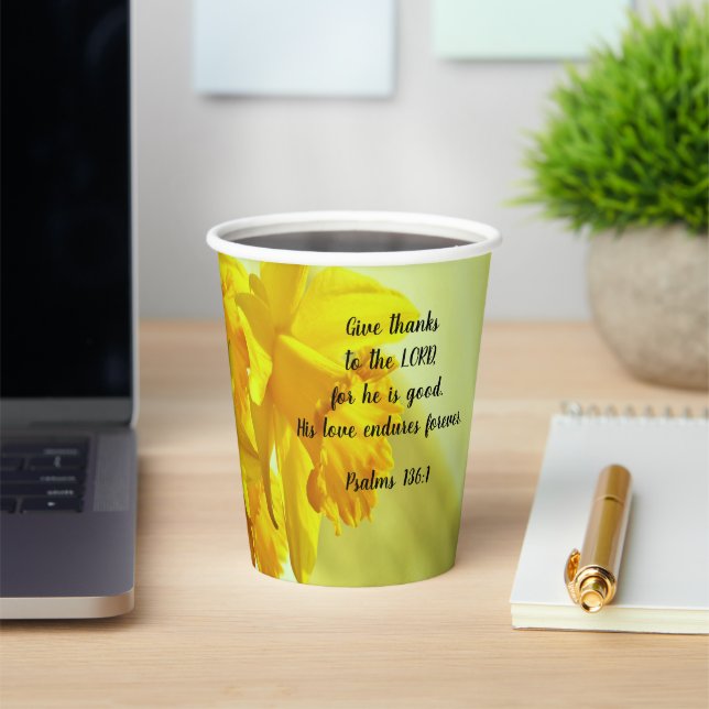 Yellow Daffodils Scripture  Paper Cups (Insitu)