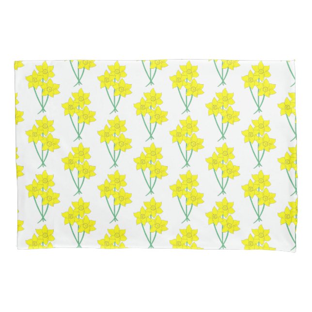Yellow Daffodils Spring Flowers Bunch Floral Pillowcase (Front)