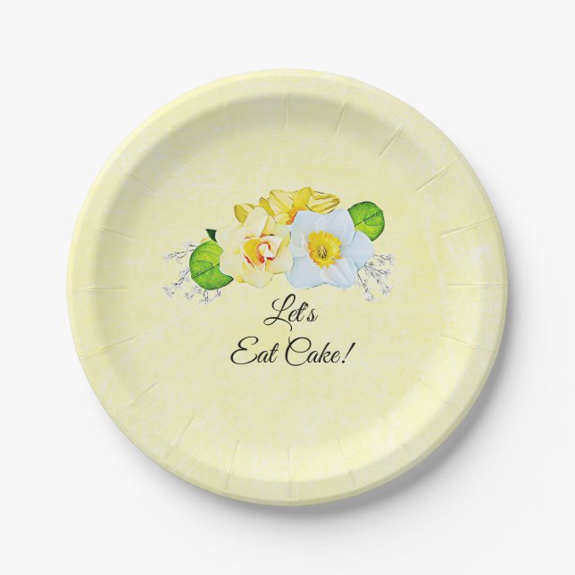 Yellow Daffodils Spring Wedding Personalised Paper Plate (Front)