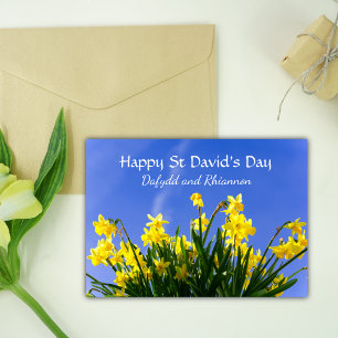 Yellow Daffodils St David's Day Personalised  Card