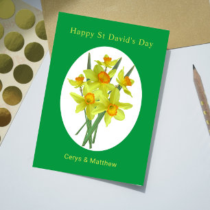 Yellow Daffodils St David's Day Personalised Card