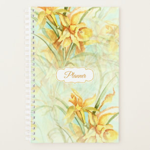 Yellow Daffodils Vintage Floral Pattern Planner