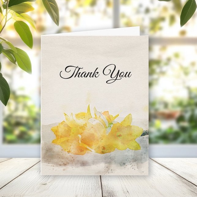Yellow Daffodils Watercolor Funeral Sympathy Thank You Card (Creator Uploaded)