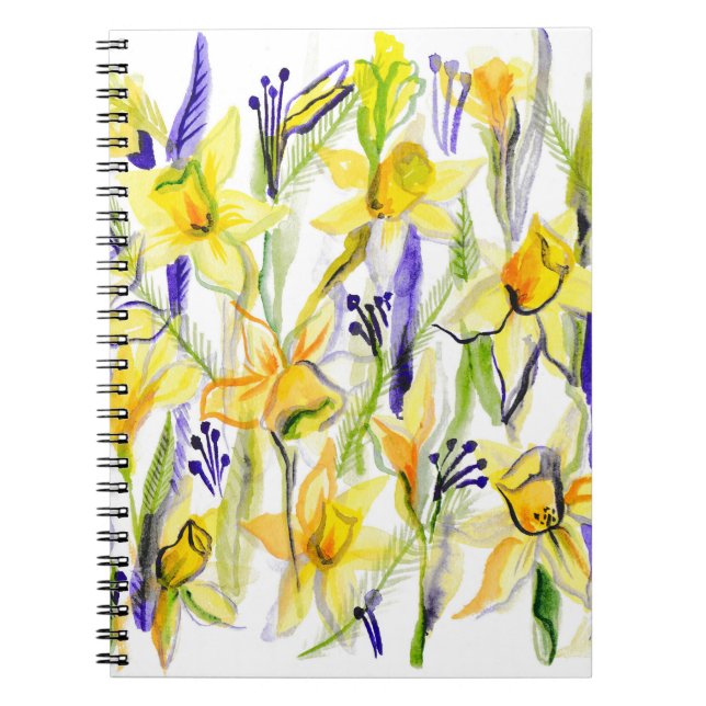 Yellow Daffodils Watercolor Illustration Notebook (Front)