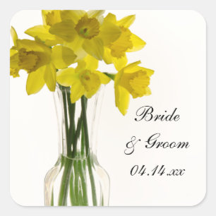 Yellow Daffodils Wedding Square Envelope Seals