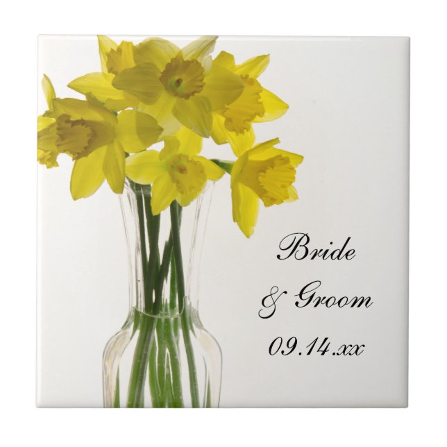 Yellow Daffodils Wedding Tile (Front)