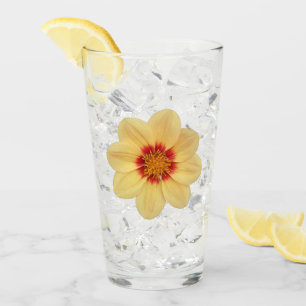 Yellow Dahlia Bloom Floral Glass