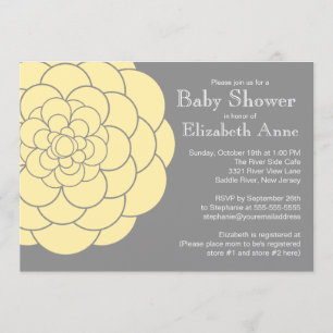 Yellow Dahlia Bloom Floral Neutral Baby Shower Invitation