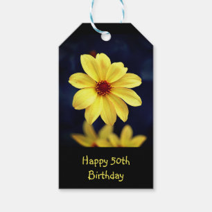 Yellow Dahlia Elegant Flower Fun 50th Birthday Gift Tags