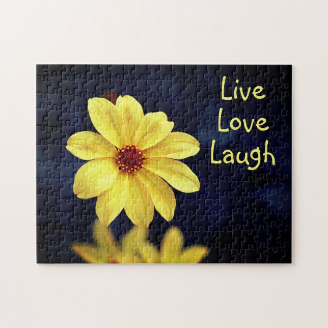 Yellow Dahlia Elegant Flower Inspirational Quote Jigsaw Puzzle (Horizontal)